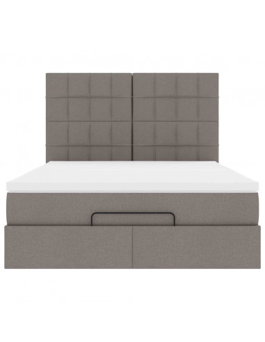 Struttura Letto Pouf con Materasso Tortora 140x190 cm Tessuto