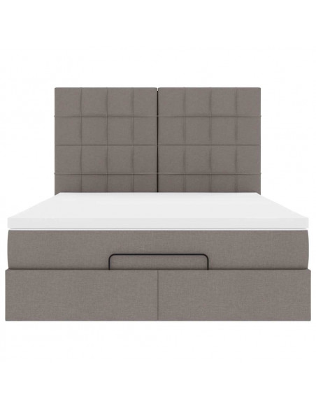 Struttura Letto Pouf con Materasso Tortora 140x190 cm Tessuto