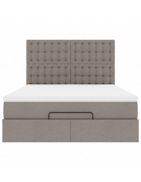 Struttura Letto Pouf con Materasso Tortora 140x190 cm Tessuto