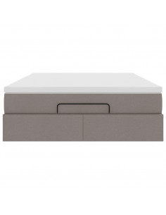 Struttura Letto Pouf con Materasso Tortora 140x190 cm Tessuto 2