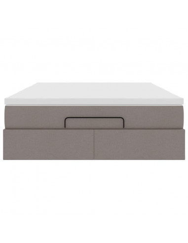 Struttura Letto Pouf con Materasso Tortora 140x190 cm Tessuto