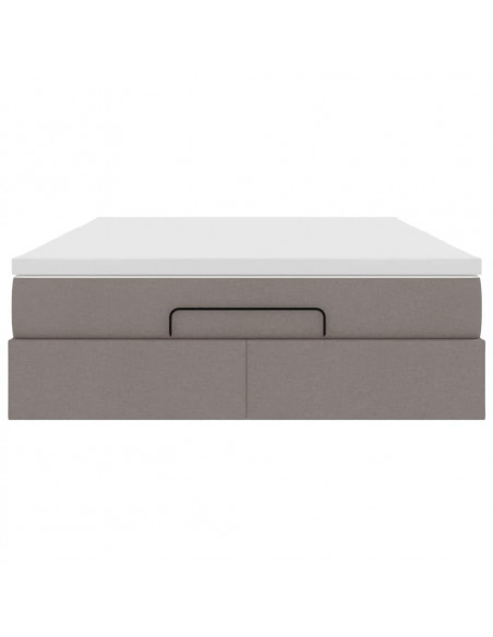 Struttura Letto Pouf con Materasso Tortora 140x190 cm Tessuto