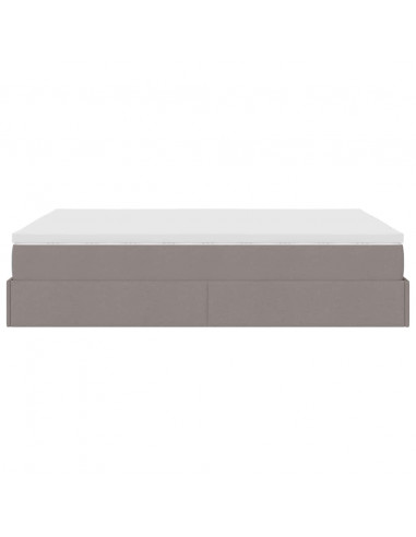 Struttura Letto Pouf con Materasso Tortora 140x190 cm Tessuto