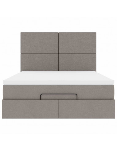 Struttura Letto Pouf con Materasso Tortora 140x190 cm Tessuto