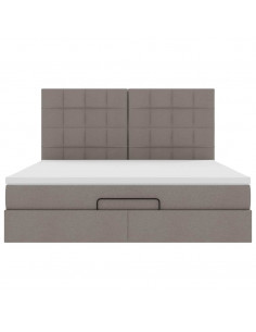 Struttura Letto Pouf con Materasso Tortora 160x200cm in Tessuto 2
