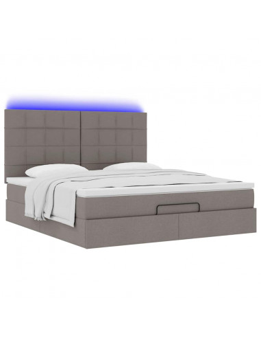 Struttura Letto Pouf con Materasso Tortora 160x200cm in Tessuto