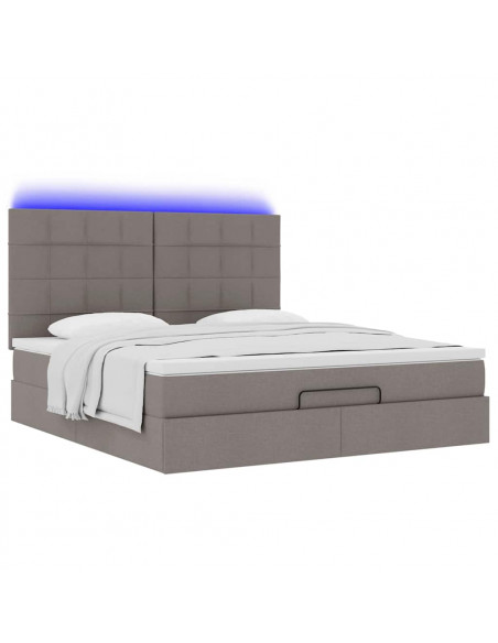 Struttura Letto Pouf con Materasso Tortora 160x200cm in Tessuto