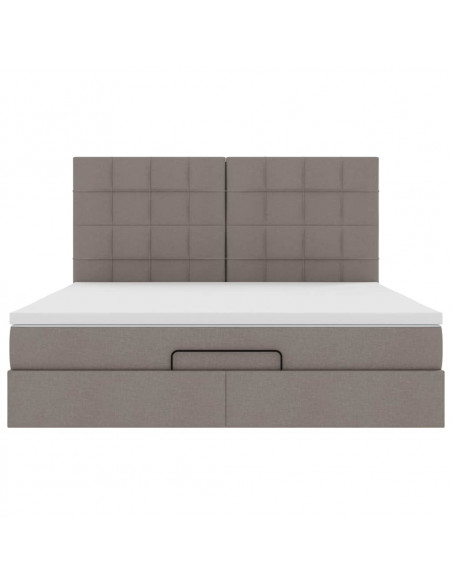 Struttura Letto Pouf con Materasso Tortora 160x200cm in Tessuto