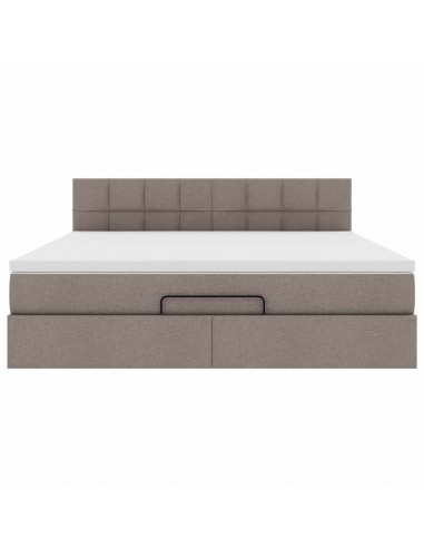 Struttura Letto Pouf con Materasso Tortora 160x200cm in Tessuto
