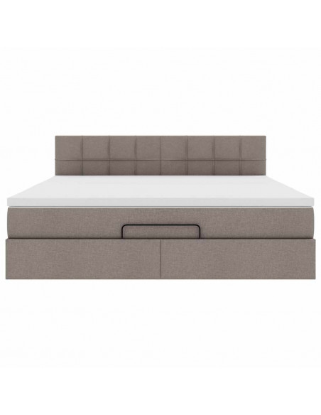 Struttura Letto Pouf con Materasso Tortora 160x200cm in Tessuto