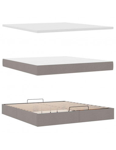 Struttura Letto Pouf con Materasso Tortora 160x200cm in Tessuto
