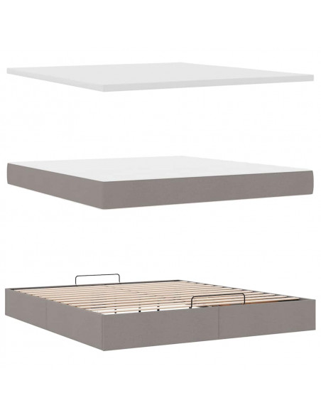 Struttura Letto Pouf con Materasso Tortora 160x200cm in Tessuto