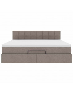 Struttura Letto Pouf con Materasso Tortora 160x200cm in Tessuto 2
