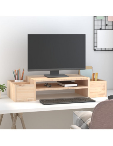 Supporto per Monitor 70x27,5x15cm in Legno Massello di Pino