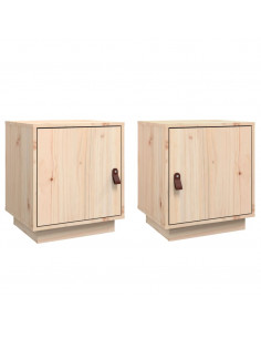 Comodini Grigio 2 pz 40x34x45 cm in Legno Massello di Pino
