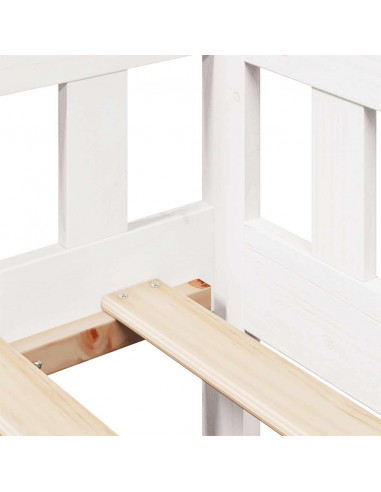 Dormeuse con Cassetti Bianca 80x200 cm Legno Massello di Pino