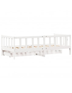 Dormeuse con Cassetti Bianca 80x200 cm Legno Massello di Pino 2