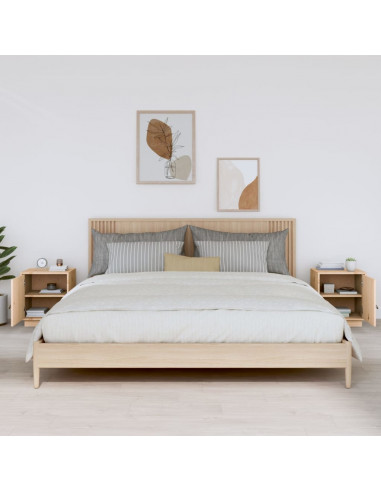 Comodini Grigio 2 pz 40x34x45 cm in Legno Massello di Pino