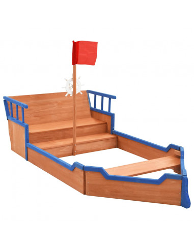 Sabbiera Nave dei Pirati in Legno di Abete 190x94,5x101 cm