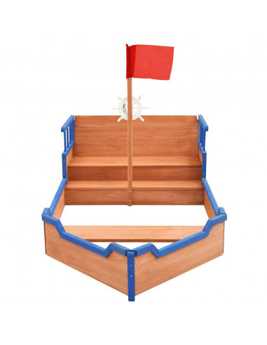 Sabbiera Nave dei Pirati in Legno di Abete 190x94,5x101 cm