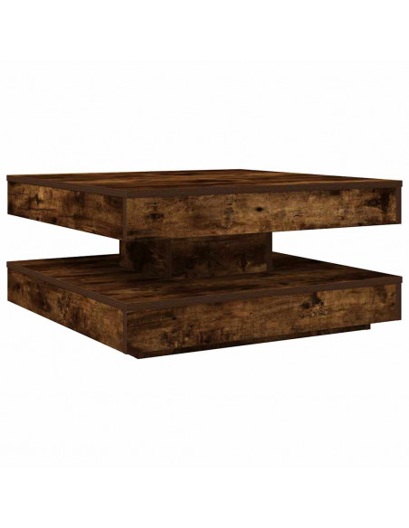 Tavolino da Caffè Girevole a 360 Gradi Rovere 70x70x34,5 cm