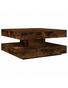 Tavolino da Caffè Girevole a 360 Gradi Rovere 70x70x34,5 cm 2