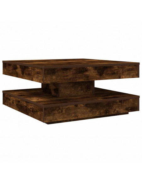 Tavolino da Caffè Girevole a 360 Gradi Rovere 70x70x34,5 cm