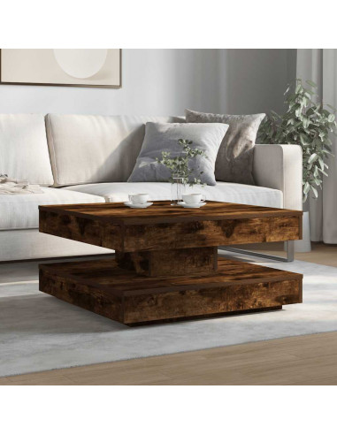 Tavolino da Caffè Girevole a 360 Gradi Rovere 70x70x34,5 cm