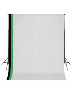 Kit Studio Foto 3 Fondali in Cotone con Telaio Regolabile 3x3 m