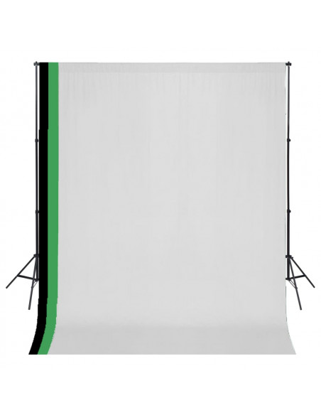 Kit Studio Foto 3 Fondali in Cotone con Telaio Regolabile 3x3 m