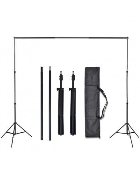 Kit Studio Foto 3 Fondali in Cotone con Telaio Regolabile 3x3 m
