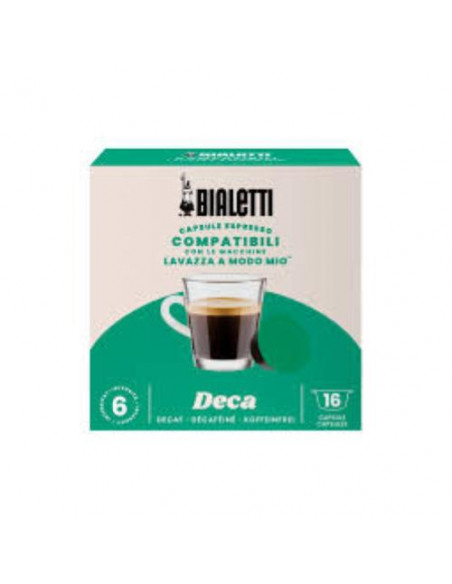 BIALETTI DECAFFEINATO 16 CAPSULE COMPATIBILI CON LAVAZZA A MODO MIO
