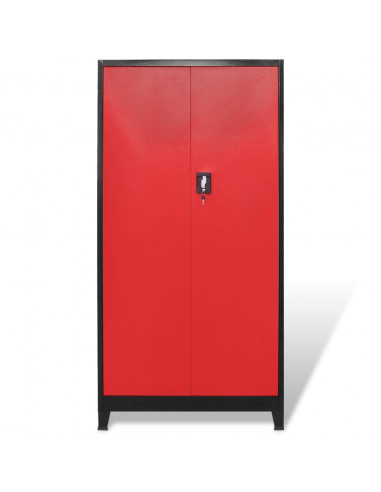 Armadio Portautensili 2 Ante Acciaio 90x40x180 cm Nero e Rosso