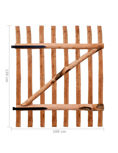 Cancello Singolo Recinzione Legno Nocciolo Impregnato 100x120cm