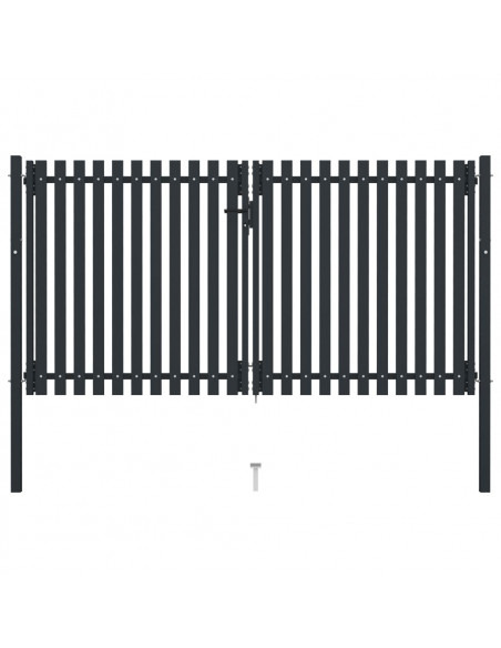 Cancello per Recinzione Doppio in Acciaio 306x200 cm Antracite