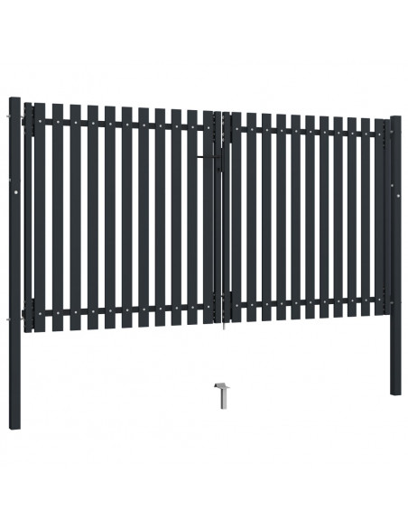 Cancello per Recinzione Doppio in Acciaio 306x200 cm Antracite