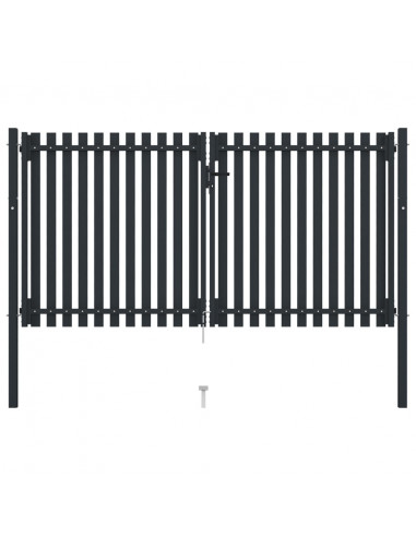 Cancello per Recinzione Doppio in Acciaio 306x200 cm Antracite