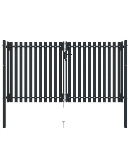 Cancello per Recinzione Doppio in Acciaio 306x200 cm Antracite