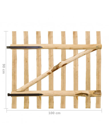 Cancello Singolo per Recinzione in Legno di Nocciolo 100x90 cm