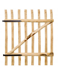 Cancello Singolo per Recinzione in Legno di Nocciolo 100x120 cm