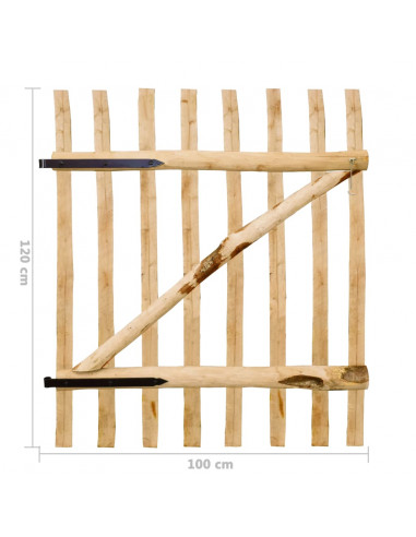 Cancello Singolo per Recinzione in Legno di Nocciolo 100x120 cm