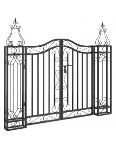 Cancello da Giardino Nero 121x8x100 cm in Ferro Battuto