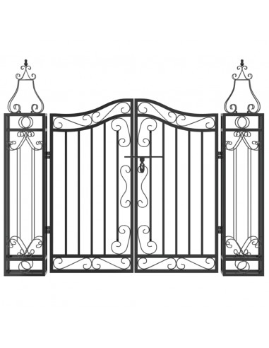 Cancello da Giardino Nero 121x8x100 cm in Ferro Battuto