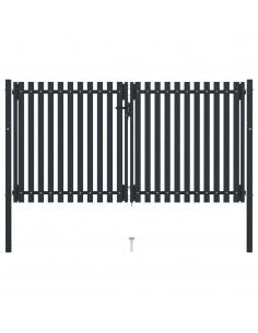 Cancello per Recinzione Doppio in Acciaio 306x220 cm Antracite