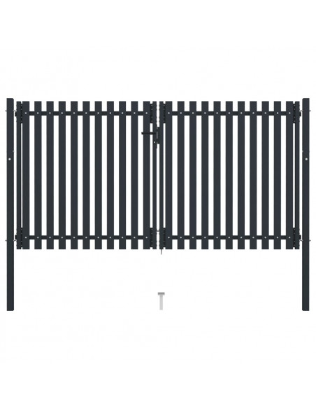 Cancello per Recinzione Doppio in Acciaio 306x220 cm Antracite