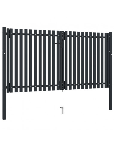 Cancello per Recinzione Doppio in Acciaio 306x220 cm Antracite