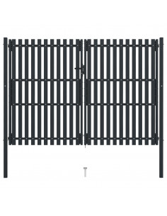 Cancello per Recinzione Doppio in Acciaio 306x250 cm Antracite