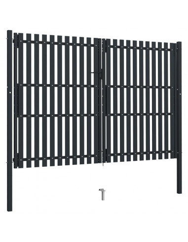 Cancello per Recinzione Doppio in Acciaio 306x250 cm Antracite