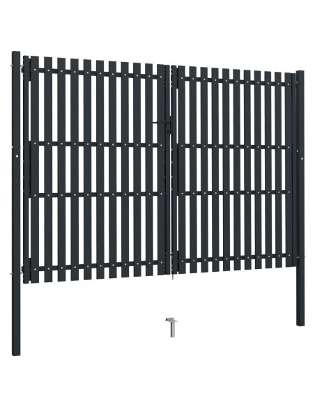 Cancello per Recinzione Doppio in Acciaio 306x250 cm Antracite