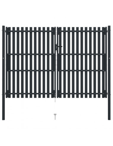 Cancello per Recinzione Doppio in Acciaio 306x250 cm Antracite